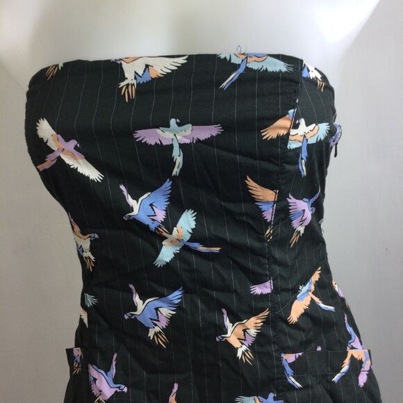 Free People Sunshine of Your Love Parrot Print Strapless Midi Dress Black Size 4 - Picture 2 of 11